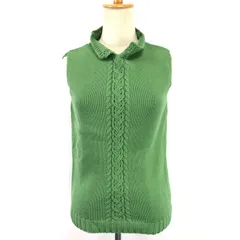美品/日本製★LA VIE21★ノースリーブ セーター レディース【size:M程度/緑/green】コットン/ベスト/Tops◆BJ038-i