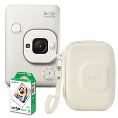 (フィルム10枚・カメラケースセット)富士フィルム　チェキリプレイC　ホワイト チェキカメラ INS LIPLAY C WHITE VN