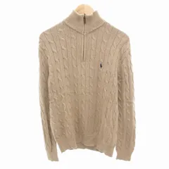 ポロ ラルフローレン POLO RALPH LAUREN ケーブルニット セーター ハーフジップ ロゴ 刺繍 ポニー 長袖 M ベージュ /HO
