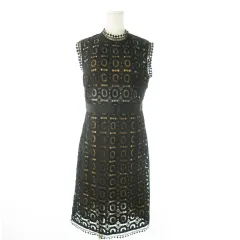 エッセンシャルアントワープ ESSENTIEL ANTWERP 総レースワンピース ロング ハイネック ノースリーブ 透け感 総柄 40 L 黒 ブラック /AO21 ■GY99