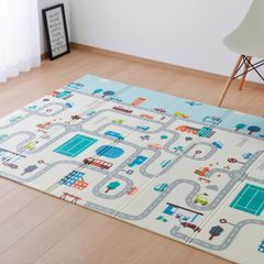 【在庫セール】萩原 ラグ クッションプレイマット 約148×196cm 「エクスロード」 撥水 水拭きできる 両面仕様 コンパクト収納 袋付き