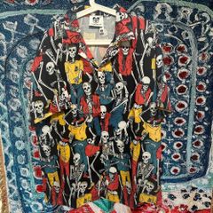 骸骨DOPE 柄シャツ 個性的 派手 お洒落 メンズ ハイデザイン L XL CTY BONE Tシャツ 半袖シャツ 速乾 派手 お洒落 デザイン 夏 レトロ 個性的 奇抜  攻め 前衛的 ビンテージリプリント vintage riprint 古着