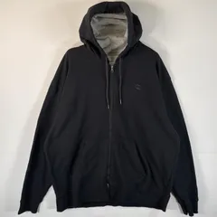 古着 チャンピオン Champion パーカー フルジップ フーディ 大きいサイズ ワンポイントロゴ刺繍 XXL  ブラック メンズ