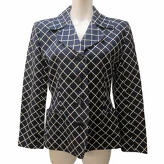 イヴサンローラン YVES SAINT LAURENT ヴィンテージ テーラードジャケット ブレザー チェック 紺 ネイビー 36 約S相当 0628 ■KK6のサムネイル