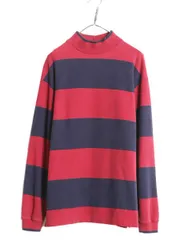 【お得なクーポン配布中!】 90s USA製 ランズエンド ボーダー 長袖 Tシャツ メンズ M / 古着 90年代 オールド LANDS END ハイネック ヘビーウェイト コットン 2トーンのサムネイル