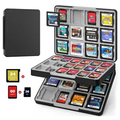Black 持ち運び便利 防塵 軽量 耐衝撃 カードまとめ収納 ゲームカード収納ボックス Lite/Switch有機ELモデル/3DS/3DSXL/DS/DSi対応 Switch/Switch カード収納ケース ATiC Switchソフト60枚/3DSソフト