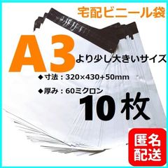 【匿名配送】LDPE宅配袋 宅配ビニール袋 a3　A3 強力テープ付き 透けない 梱包　10枚