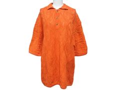 COOGI クージーニット 半袖 ポロシャツ 立体編み込み 3Dニット ハーフ ボタンRN74095 サイズ XL オレンジ 美品 中古 4b001608