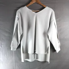 ノーリーズソフィ NOLLEY'S Sophi カットソー Vネック デザイン袖 スリット 日本製 薄黄緑 くすみグリーン系 38サイズ 2025091600104のサムネイル