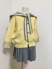 NO,72★130cm  こども服 長袖  セット  ガーリー   セーラー   ニット 子供服 キッズ ベビー 女の子 トップス セットアップ かわいい