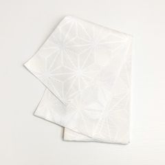 半幅帯 半巾帯 夏帯 浴衣帯 麻の葉 白 ホワイト asa-2