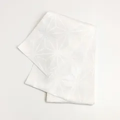 半幅帯 半巾帯 夏帯 浴衣帯 麻の葉 白 ホワイト asa-2のサムネイル