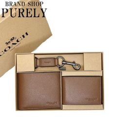 コーチ 財布 メンズ COACH 折り財布 レザー 3in1 ウォレット＆キーリング ギフトセット ボックス付き CS433 CWH ダークサドル