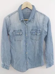 ◇ AZUL BY MOUSSY アズールバイマウジー 長袖 デニム シャツ サイズS インディゴ レディース P  【1301110002823】