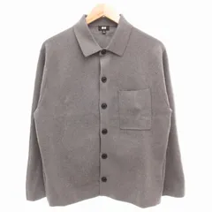 ユニクロ UNIQLO 美品 24AW ミラノリブシャツカーディガン ニット 襟付き 長袖 M グレー 351-471136 /GV