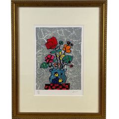 美品 リチャード・スペア「パリ風の花瓶」銅版画手彩色 直筆サイン入