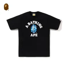 A BATHING APE  Tシャツ ブラック x ブルーで 男女兼用