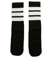 SkaterSocks (スケーターソックス) 14インチ キッズ 子供 ロング チューブソックス 靴下 US MADE 70年代 アメリカ製 スケートボード スケボー オールドスクール（ブラック×ホワイト）