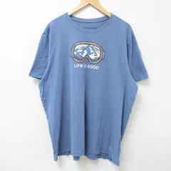 XL/古着 半袖 Tシャツ メンズ LIFE 大きいサイズ コットン クルーネック 薄紺 ネイビー 25jun16 中古