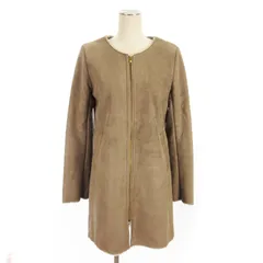 アーバンリサーチ サニーレーベル URBAN RESEARCH Sonny Label 良品 ノーカラー コート フェイクムートン ジップアップ グレージュ系 38 アウター