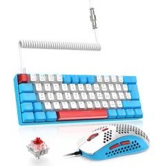 新品 T60 有線 60% 機械式 メカニカルキーボード ゲーミングキーボードマウスセット RGB バックライト付き テンキーレス全キー防衝突 TKL 低ノイズ 在宅勤務ミニ62 キー コイルケーブル usb-c ケーブル 日本語説明書 コンパクト Type-