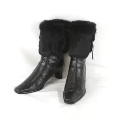 『USED』 トラサルディ ファー付きショート ブーツ レザー ブラック