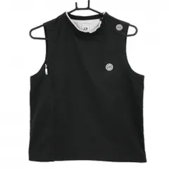 ゾーイ アウターベスト 黒×ライトグレー ロゴワッペン 肩・サイドジップ 裏地メッシュ  レディース M ゴルフウェア ZOY