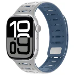 【人気商品】2/Ultra Ultra ソフトシリコン通気性ストラップ シリーズ 38mm 40mm 41mm 10/9/8/7/6/5/4/3/2/1/SE 42mm 44mm 45mm 46mm 用（グレー/ブルー 49mm バンド マグネチッ 38mm/