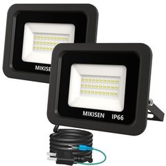 【迅速発送】MIKISEN led 投光器 作業灯 看板灯 20w 昼光色 2300LM 6500K 180w相当 1.8コード IP66防水 アース端子付2Pプラグ 120°広角 100V対応 ワークライト 工事用ライト ledライト 灯光器 作業灯 外灯