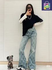 ルイ・ヴィトン（LOUIS VUITTON） チェッカーボード柄のジーンズ 喇叭型パンツ 