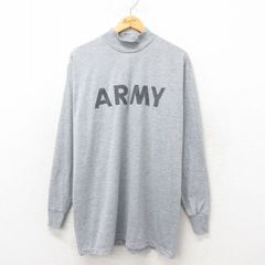 L/古着 長袖 ビンテージ Tシャツ メンズ 90s ミリタリー アーミー ARMY リフレクター モックネック ハイネック グレー 霜降り 25jun06 中古