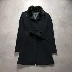 WQ013◇INDIVI: なめらかタッチ アンゴラ×羊毛ベルト付きコート◇38◇ 黒 インディヴィのサムネイル