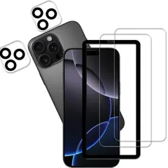 KPNS iphone 16 pro ガラスフィルム【2+2枚セット】ガイド枠付き 日本素材製 強化ガラス いphone16pro ガラスフィルム カメラフィルム カバー アイフォン16 プロ 保護フィルム