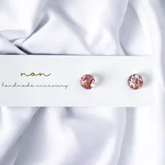 ＊ラウンド ピンク　小ぶり　レジン　ピアス/イヤリング　ハンドメイド