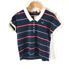 フレッドペリー Fraed Perry ポロシャツ 半袖 ボーダー 胸元ワンポイント ボタン 綿100％ 紺 赤 白 10サイズ 837416