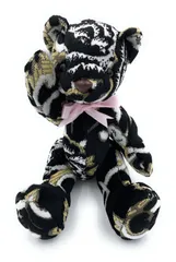 【金華山ぬいぐるみ】スライド時に代わりにご挨拶♪くまちゃん（モンブランローズ黒）