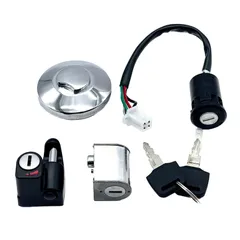 Crown Doris 汎用 ガソリンタンクキャップ 5点セット ホンダ モンキー ゴリラ カブ スーパーカブ50 中華タンク用 バイクパーツ 鍵2本付き [シルバー]