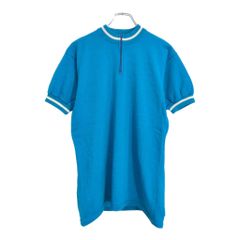 80年代 ハーフジップ サイクリングシャツ スポーツ ブルー(メンズ M相当)中古 古着 U5873