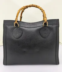 。GUCCI  グッチ バンブー レザー ハンドバッグ トートバッグ ダイアナ 黒 1箇所金具外れ有り【バッグ】【2】