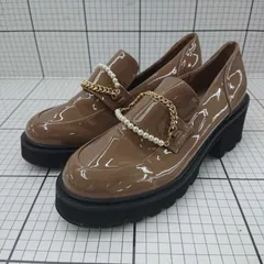 ◇ Θ ESPERANZA パールチェーン ローファー ベージュ系 24.5cm レディース E  【1508250034930】