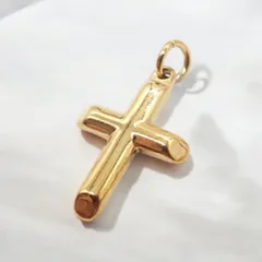 クロス 十字架 ゴールド ネックレス ステンレス トップ チャーム 18K 仕上げ レディース メンズ 斜めカット
