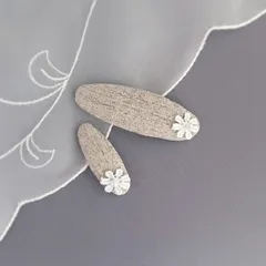 お花レースのパッチンピン ベージュ【2個セット】 ラプティフルール 親子 姉妹 おそろい レース 花 デニム ヘアピン キッズピン ぱっちんピン こども 子ども 子供