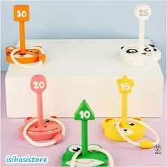 輪投げセット 木製リングトスゲームセット おもちゃ 漫画の動物投げゲーム 子供 屋内屋外ゲーム ウッドベースと リングが含まれています