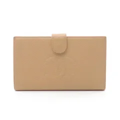 シャネル CHANEL 二つ折り財布 ココマーク がま口財布 ベージュ レザー ココマーク がま口長財布 レディース Used Bのサムネイル