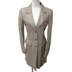 アルマーニ コレツィオーニ ARMANI COLLEZIONI レザーコート 革ジャン ジャケット イタリア製 ベージュ 38 Sサイズ 0219 IBO47のサムネイル