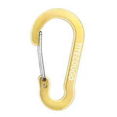 【特価セール】おしゃれ アルミ Dリング キーチェーン スナップ 小 アウトドア キーホルダー 釣り 登山 ハイキング カラビナ キャンプ 軽量 旅行小物 シルバー EDC用品 ストラップ [TITECOUGO] ブラック 鍵掛け ブラス ゴールド 4個