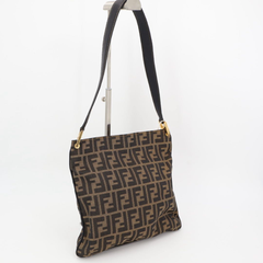 フェンディ FENDI トートバッグ ワンショルダー  肩掛け 手提げ ズッカ柄 キャンバス×レザー 茶