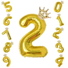 【在庫処分】セット 飾り風船 セット パーティー パーティー デコレーション お祝い バースデー 結婚式 風船 記念日 大きい お祝い 0-9 誕生日 誕生日 王冠 飾り付け 数字 子供 32インチ 大人兼用 数字バルーン ゴールド2 Ryohan