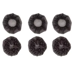 【数量限定】おしゃれ ブラック 網目 布帛 2種デザイン 弾性 バレエ 6個セット シニヨンネット ヘアネット (M お団子ネット 髪束ねネット ブラック) SATiNU