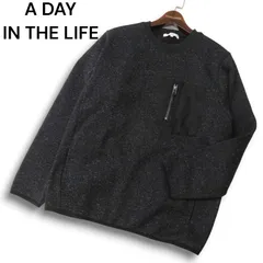 A DAY IN THE LIFE ユナイテッドアローズ 秋冬 裏起毛★ クルーネック ニット セーター プルオーバー Sz.L メンズ 黒